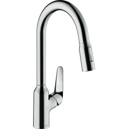 HG Focus M42 Jednouchwytowa bateria kuchenna 220, wyciągana wylewka, 2jet, Chrom