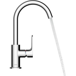Hansgrohe Rebris S Jednouchwytowa bateria umywalkowa 210 z obrotową wylewką i kompletem odpływowym z cięgłem, Czarny Matowy
