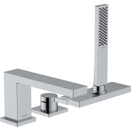 HG Tecturis E 3-otworowa jednouchwytowa bateria na brzeg wanny, sBox, Chrom