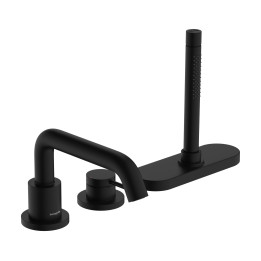 HG Tecturis S 3-otworowa jednouchwytowa bateria na brzeg wanny, sBox, Czarny Matowy