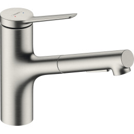 HG Zesis M33 Jednouchwytowa bateria kuchenna 150, wyciągana wylewka, 2jet, Stal Szlachetna Finish