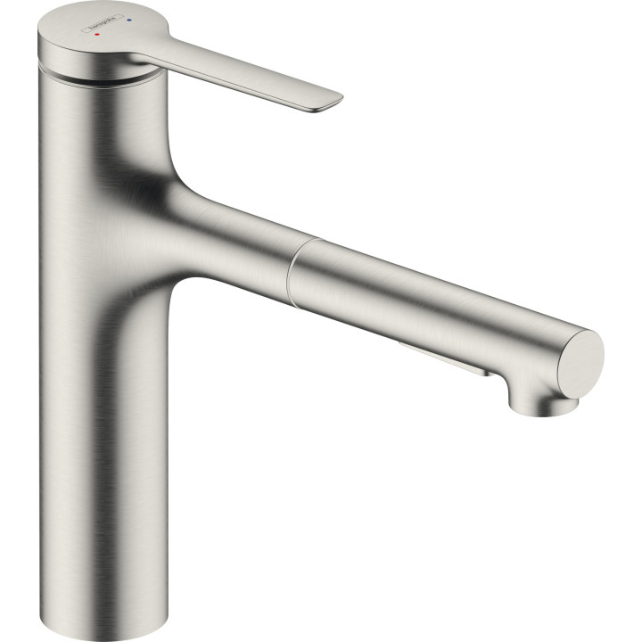 HG Zesis M33 Jednouchwytowa bateria kuchenna 160, wyciągana wylewka, 2jet, sBox lite, Stal Szlachetna Finish