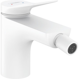 HG Vivenis Jednouchwytowa bateria bidetowa z kompletem odpływowym z cięgłem, Biały Matowy