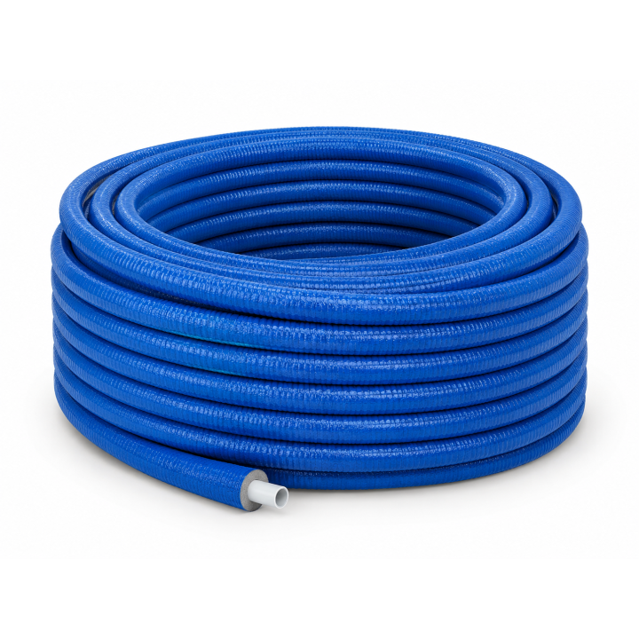 F-COMFORT Rura PERTII/AL./PERTII multilayer26x3mm, w izolacji,niebieska.9mm,klasa ogniowa ELS1d0 -kręgi 50m (1szt-1zwój)