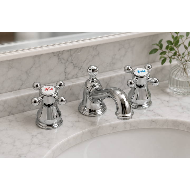 Zestaw pokręteł RETRO do baterii + głowice ceramiczne 1/2 TRCR