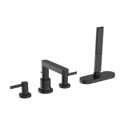 Hansgrohe Finoris 4-otworowa bateria na brzeg wanny, sBox, Czarny Chrom Szczotkowany