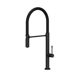 Bateria kuchenna MARGOT - stalowa, pure carbon/czarny wąż, obrotowa, ruchoma wylewka, Quadron
