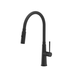 Bateria kuchenna GINA - stalowa, pure carbon/czarny wąż, obrotowa, elastyczna wylewka, z prysznicem, Quadron