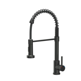 Bateria kuchenna SALMA - stalowa, pure carbon, obrotowa, ruchoma wylewka, z prysznicem, Quadron