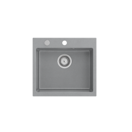 ALAN 110 zlewozmywak silver stone granitowy z syfonem i zaślepką, elementy stalowe
