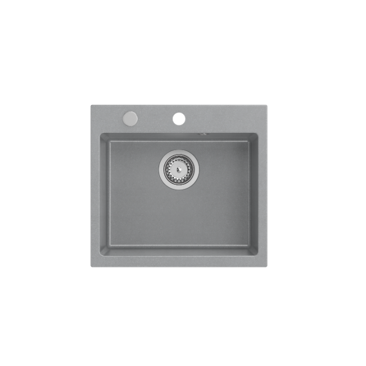 ALAN 110 zlewozmywak silver stone granitowy z syfonem i zaślepką, elementy stalowe