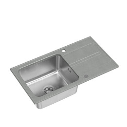 Zlewozmywak fusion RALPH 111 - jednokomorowy, wpuszczany, silver stone/elementy stalowe, Quadron
