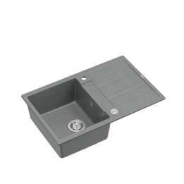 Zlewozmywak granitowy MORGAN 111 - jednokomorowy, wpuszczany, silver stone/elementy stalowe, Quadron