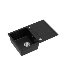 Zlewozmywak granitowy MORGAN 111 - jednokomorowy, wpuszczany, pure carbon/elementy stalowe, Quadron