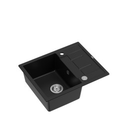 Zlewozmywak granitowy MORGAN 116 - jednokomorowy, wpuszczany, pure carbon/elementy stalowe, Quadron