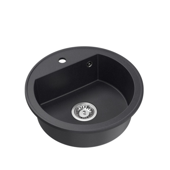 Zlewozmywak granitowy JOHNNY 210 - jednokomorowy, wpuszczany, black dotted/elementy stalowe, Quadron