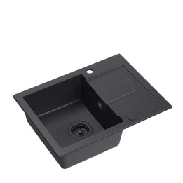 Zlewozmywak granitowy CHRISTIAN 116 - jednokomorowy, wpuszczany, black dotted/elementy czarne, Quadron