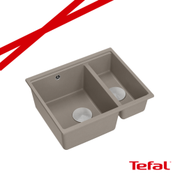 LOGAN 150 GraniteQ zlewozmywak soft taupe 56x46x22 cm 1,5-komorowy b/o podwieszany + syfon stal+ PATELNIA INDUKCJA