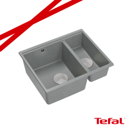 LOGAN 150 GraniteQ zlewozmywak silver stone 56x46x22 cm 1,5-komorowy b/o podwieszany + syfon stal + PATELNIA INDUKCJA