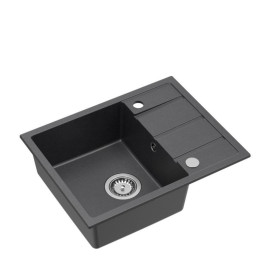JAMIE 116 zlewozmywak granitowy czarny 1-komorowy z/o (56x44x17,5) + syfon + zaslepka