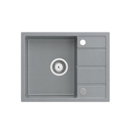 JAMIE 116 zlewozmywak granitowy szary 1-komorowy z/o (56x44x17,5) + syfon + zaślepka