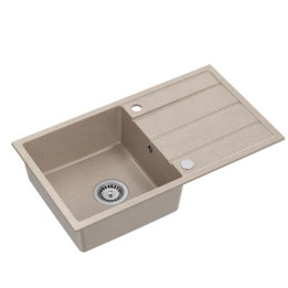 JAMIE 136 zlewozmywak granitowy beżowy 1-komorowy z/o (77x44x17,8) + syfon + zaślepka