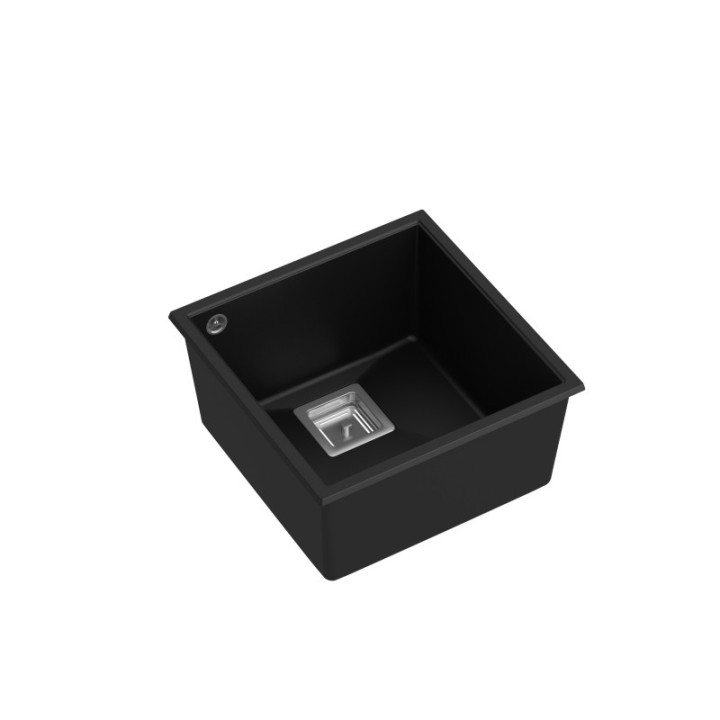 Zlewozmywak granitowy DAVID 40 - jednokomorowy, podwieszany, pure carbon/elementy stalowe, Quadron