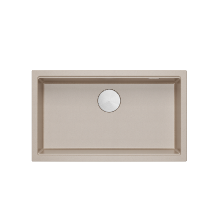 LOGAN 110 GraniteQ zlewozmywak pearl beige 76x45x23,5 cm 1-komorowy pod/ z syfonem stal+ PATELNIA WOK