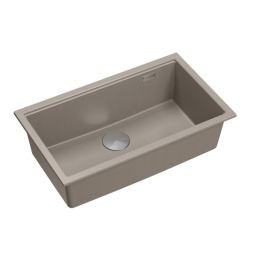 Zlewozmywak granitowy LOGAN 110 - jednokomorowy, wpuszczany, soft taupe/elementy stalowe, Quadron