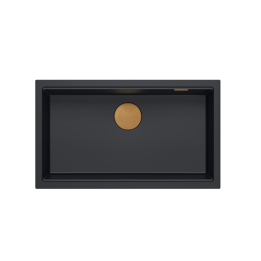 LOGAN 110 GraniteQ zlewozmywak pure carbon 76x45x23,5 cm 1-komorowy podwieszany z syfonem manualnym miedziany + PATELNIA WOK TEF