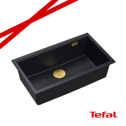 LOGAN 110 GraniteQ zlewozmywak pure carbon 76x45x23,5 cm 1-komorowy wpuszczany z syfonem manualnym złoty + PATELNIA TEFAL WOK