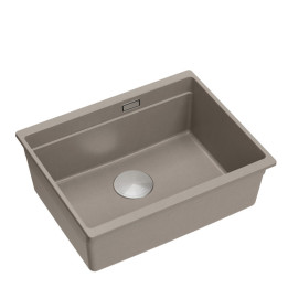 Zlewozmywak granitowy LOGAN 100 - jednokomorowy, podwieszany, soft taupe/elementy stalowe, Quadron