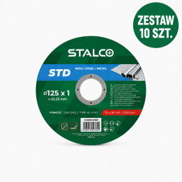 ZESTAW 10 x Tarcza do cięcia metalu INOX STALCO STD 125 x 1,0 mm płaska