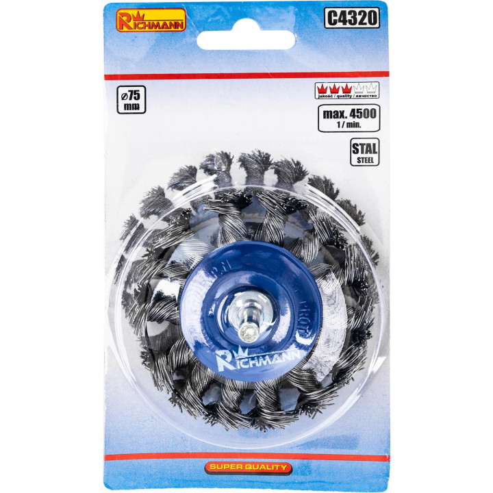 SZCZOTKA DO WIERT. TARCZOWA 75 MM DRUT SKRĘTNY