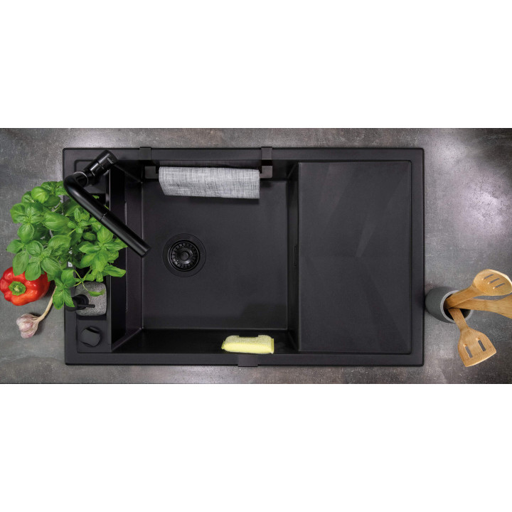 BATERIA KUCHENNA Z WYCIĄGANĄ WYLEWKĄ WYCIĄGANA, OBROTOWA NERO SILIA BQS N73M