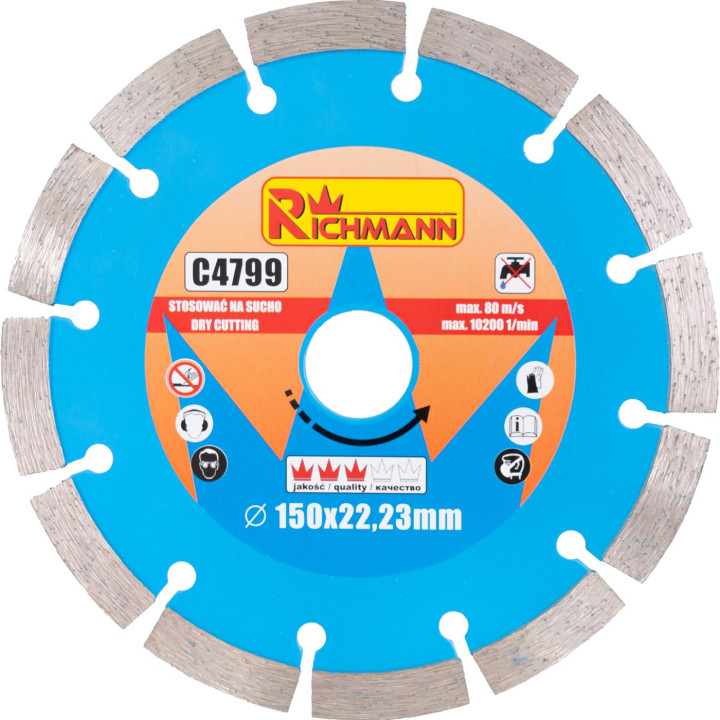 Tarcza diamentowa segmentowa 150 mm do betonu, granitu, na sucho