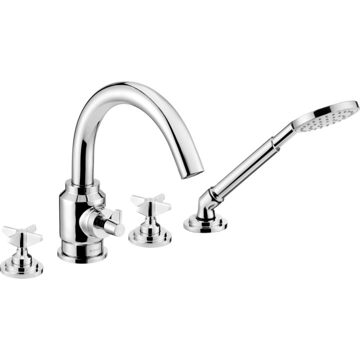 BATERIA WANNOWA 4-OTWOROWA Z ZESTAWEM PRYSZNICOWYM STAŁA CHROM TEMISTO BQT 014D