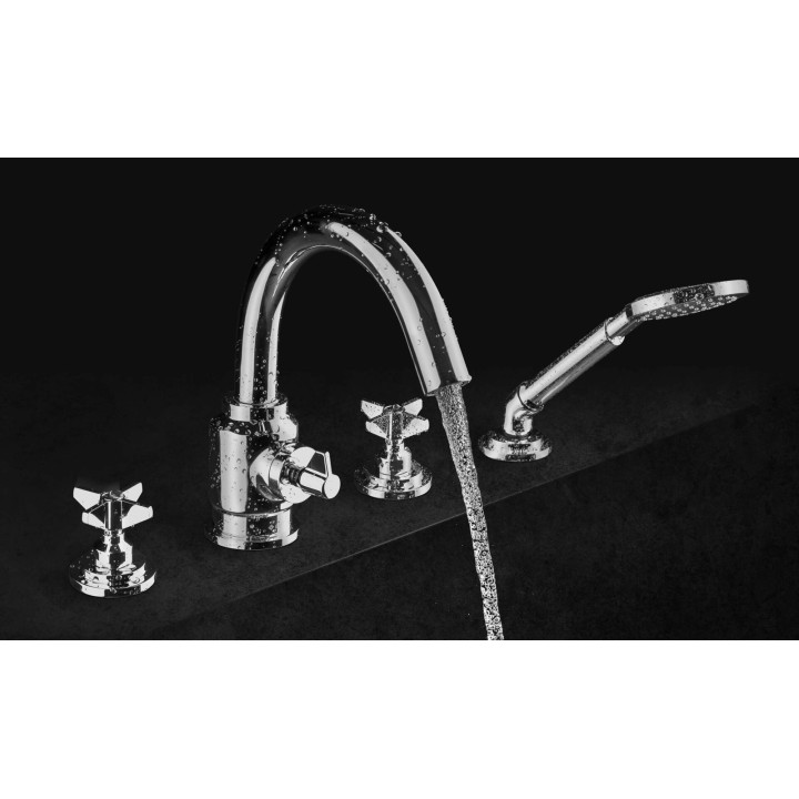 BATERIA WANNOWA 4-OTWOROWA Z ZESTAWEM PRYSZNICOWYM STAŁA CHROM TEMISTO BQT 014D