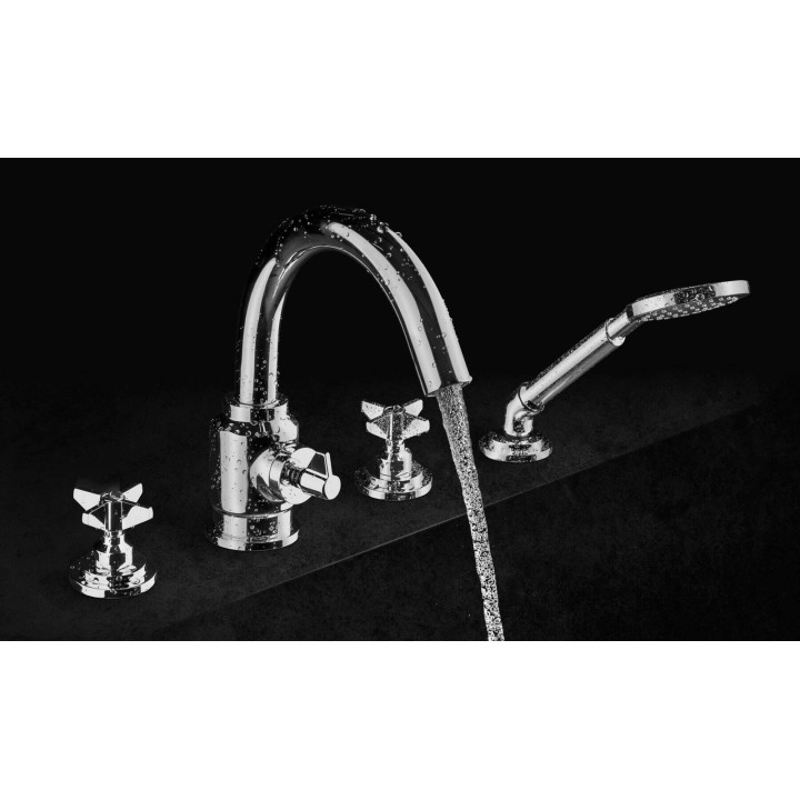 BATERIA WANNOWA 4-OTWOROWA Z ZESTAWEM PRYSZNICOWYM STAŁA CHROM TEMISTO BQT 014D