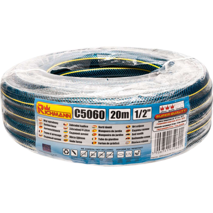 Wąż ogrodowy 1/2'' 20 m BLUE 4-warstwowy odporny na UV i glony