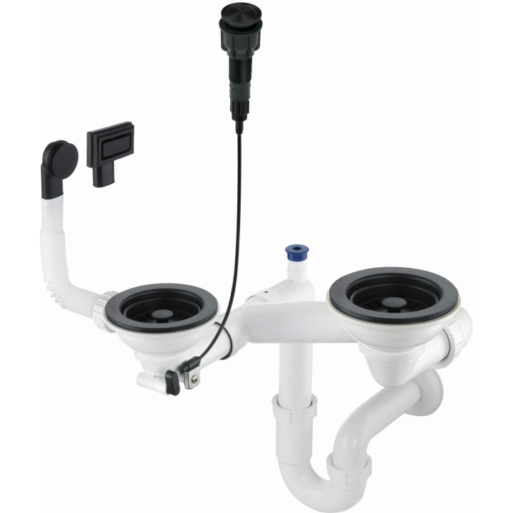 SYFON DO ZLEWOZMYWAKA GRANITOWEGO 1.5- I 2-KOMOROWEGO - SPACE-SAvER NERO ZXY N983