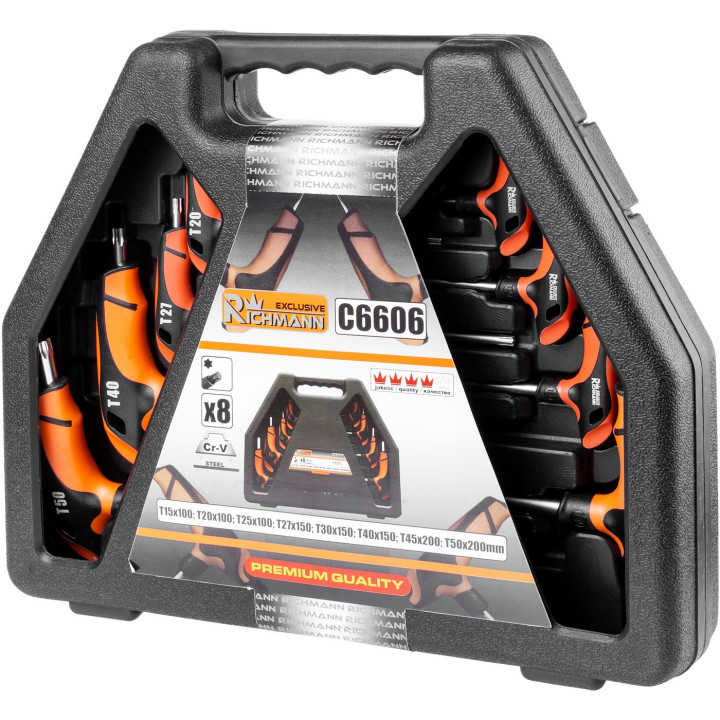 KLUCZE TORX UCHWYT "T" T15-T50 8 ELEM.