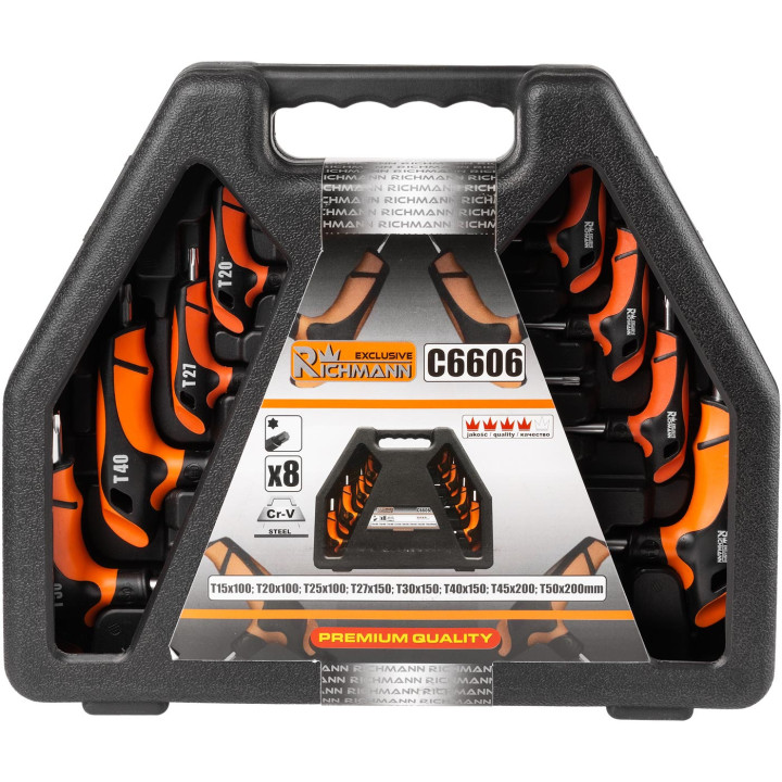 KLUCZE TORX UCHWYT "T" T15-T50 8 ELEM.