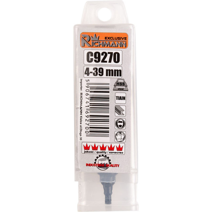 WIERTŁO STOPNIOWE SPIRALNE DO METALU 4-39 MM