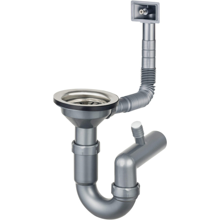 SYFON DO ZLEWOZMYWAKA STALOWEGO 1-KOMOROWEGO - ODPŁYW 3.5" STAL ZXY 9926