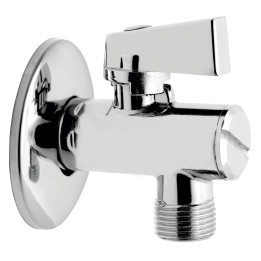 ZAWÓR KULOWY KĄTOWY Z ROZETĄ I FILTREM, Z METALOWYM UCHWYTEM 1-2" X 3-8"