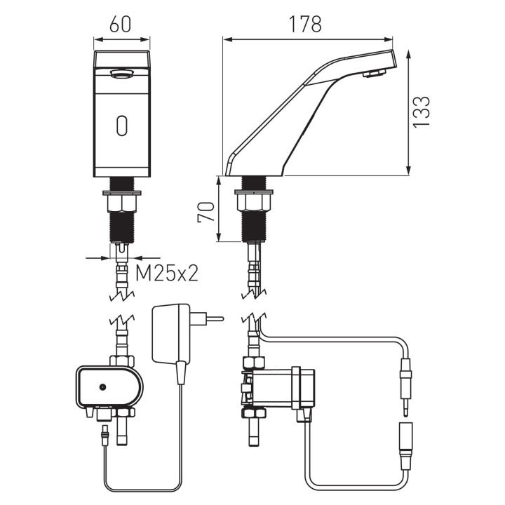 SIROCCO SENSOR POWER-SAFE BATERIA BEZDOTYKOWA STOJĄCA, CHROM
