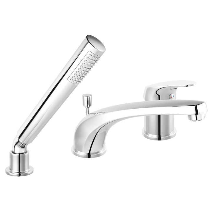 FERRO ONE BATERIA WANNOWA 3-OTWOROWA Z ZESTAWEM NATRYSKOWYM, CHROM